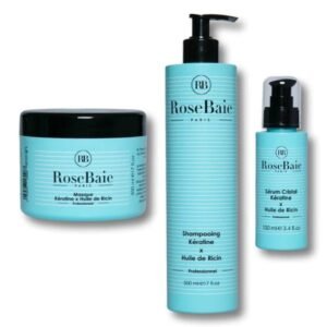 Rosebaie Trio Huile de Ricin - Shampoing, Masque & Sérum pour Repousse et Réparation