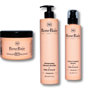 Rosebaie Trio Huile d’Avocat - Shampoing, Masque & Crème pour Cheveux Bouclés