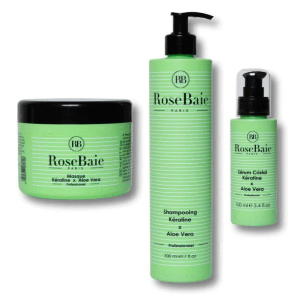 Rosebaie Trio Aloe Vera - Shampoing, Masque & Sérum pour Hydratation et Repousse