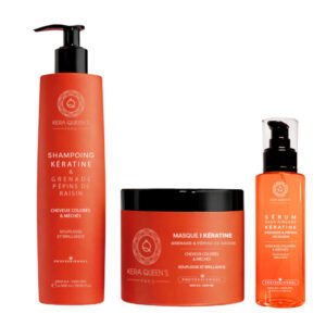 Kit Trio Rituel Kératine Grenade & Pépins de Raisin Kera Queen's – 500 ml + 500 ml + 100 ml