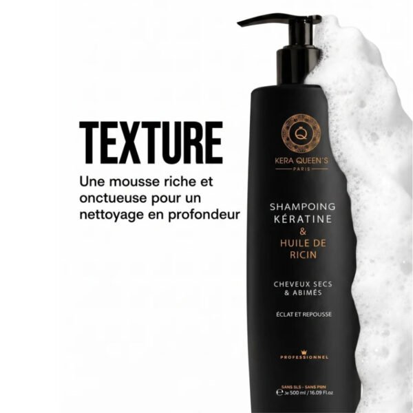 Kit Trio Rituel Kératine & Huile de Ricin Kera Queen's – 500 ml + 500 ml + 100 ml