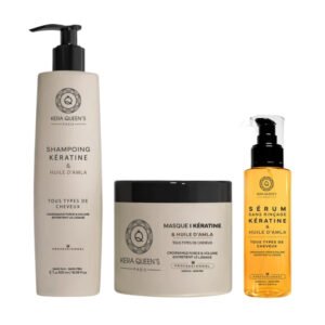 Kit Trio Rituel Kératine & Huile d'Amla Kera Queen's – 500 ml + 500 ml + 100 ml