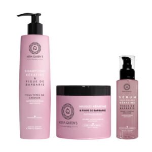 Kit Trio Rituel Kératine & Figue de Barbarie Kera Queen's – 500 ml + 500 ml + 100 ml