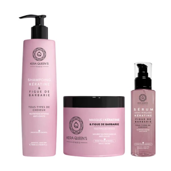 Kit Trio Rituel Kératine & Figue de Barbarie Kera Queen's – 500 ml + 500 ml + 100 ml